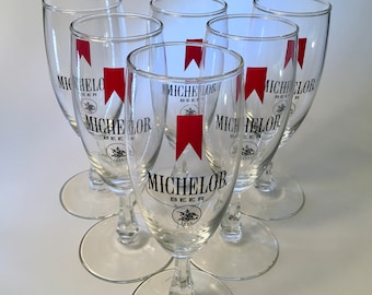 Set of six vintage Michelob "1896" stemmed beer glasses - price includes all