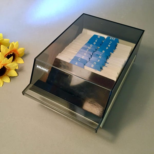 Vintage Rolodex file organizer with index tabs and unused blank cards - includes cover