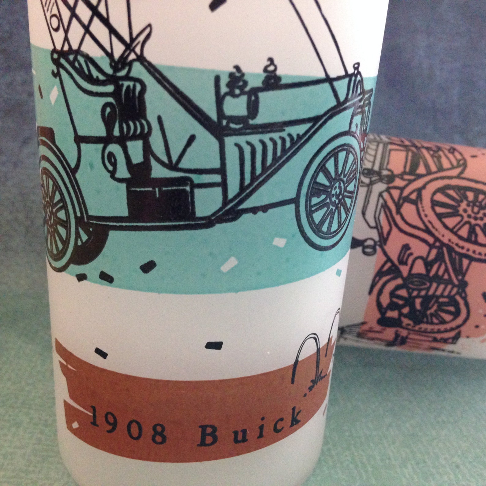 Set of Two Vintage Antique Autos Frosted Glasses by Anchor | Etsy