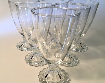 1 SET LEFT! Set of six tall vintage boopie beaded water goblets from Anchor Hocking