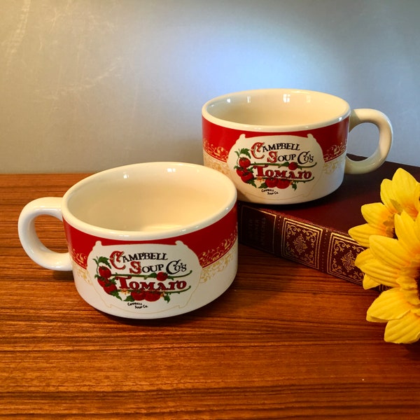 Set of two vintage Campbell Soup Co's. Tomato short mugs with handles - price includes both