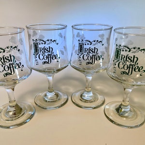 Set of four vintage Irish Coffee pedestal glass mugs