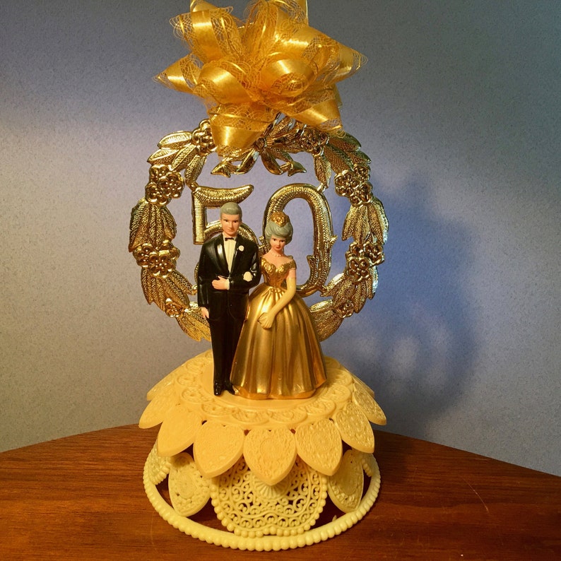 Vintage 50th Anniversary Cake Topper With Happy Couple Etsy