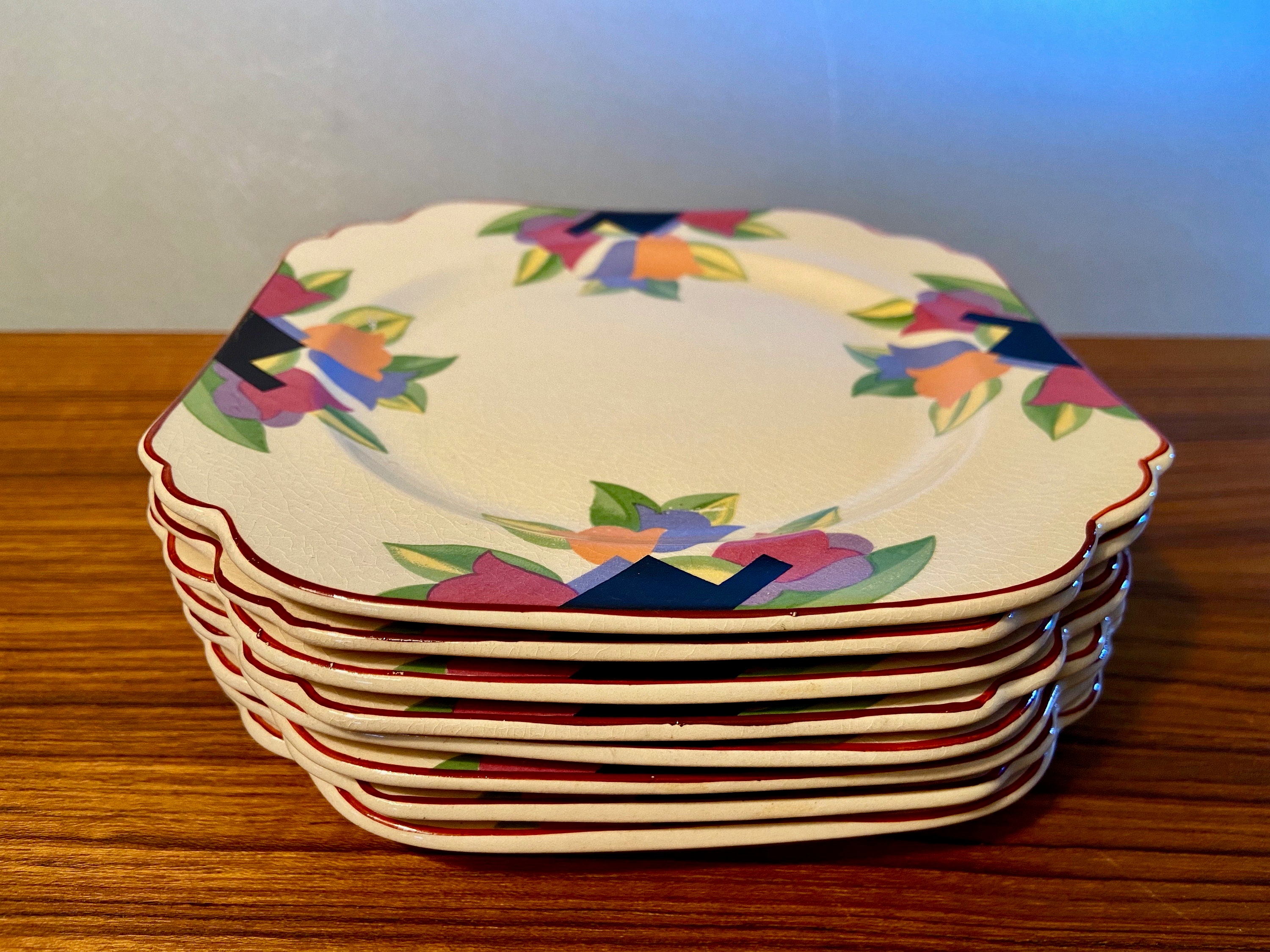 Rare Set of 8 Vintage deco Tulip Sienna Ware Small Plates by the Crescent China Company From the 1920s - Etsy Rare Set of 8 Vintage deco Tulip Sienna Ware Small Plates by the Crescent China Company From the 1920s - Etsy