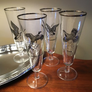 Set of four vintage &quot;Sportsman&quot; tall footed glasses by Federal Glass