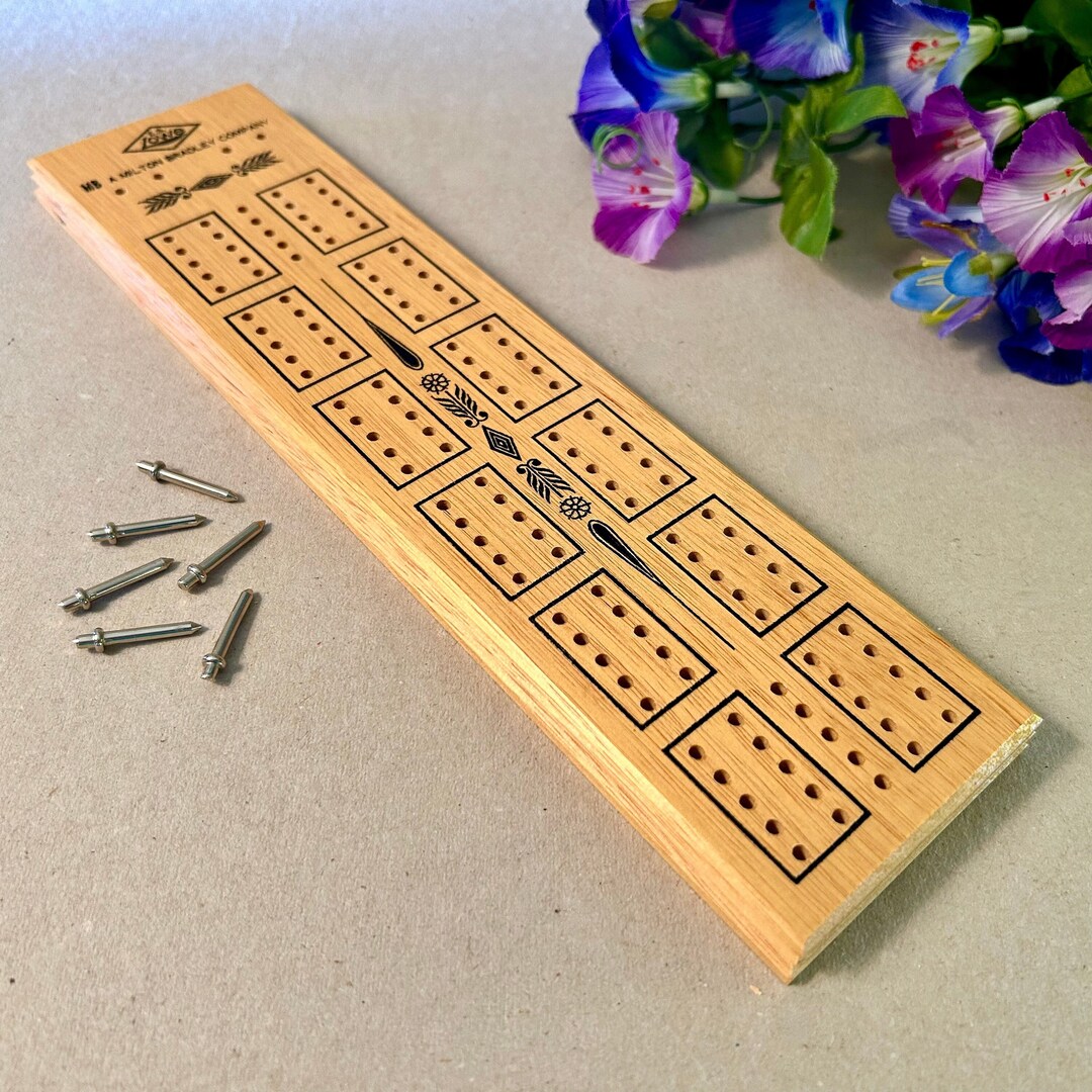 1971 Natural Hardwood Cribbage Board With Original Box by ES Etsy