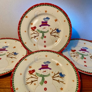 Set of four &quot;Merry Christmas&quot; salad plates from Thomson Pottery - price includes all four