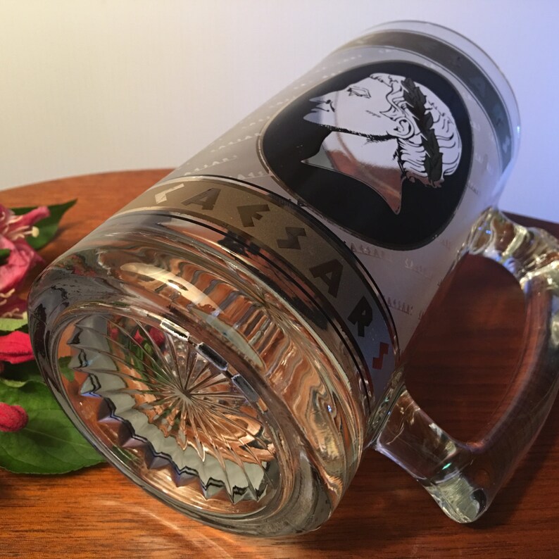 Amazing Caesars Giant Glass Beer Stein With Gold Accents Etsy