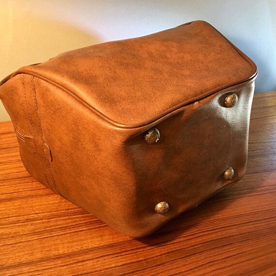 Vintage brown faux leather vinyl bowling bag - image 5