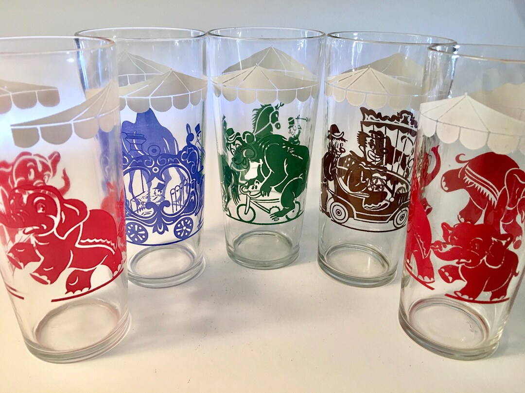 Vintage big Top Colorful Circus Theme Large Tumblers Price is for Each