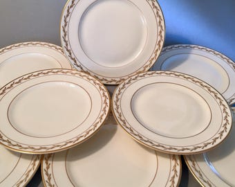 1950s set of 8 Franciscan "Beverly" small bread and butter or appetizer plates made in California