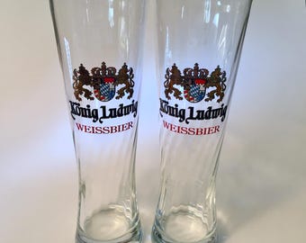 PRICE INCLUDES BOTH! Two tall Konig Ludwig Weissbier 0.5L rastal pilsner glasses