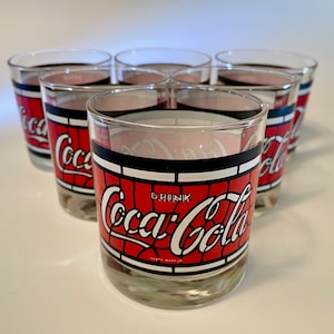 Set of 6 or 12 vintage iconic "Drink Coca-Cola" short tumblers - price is for each set of 6
