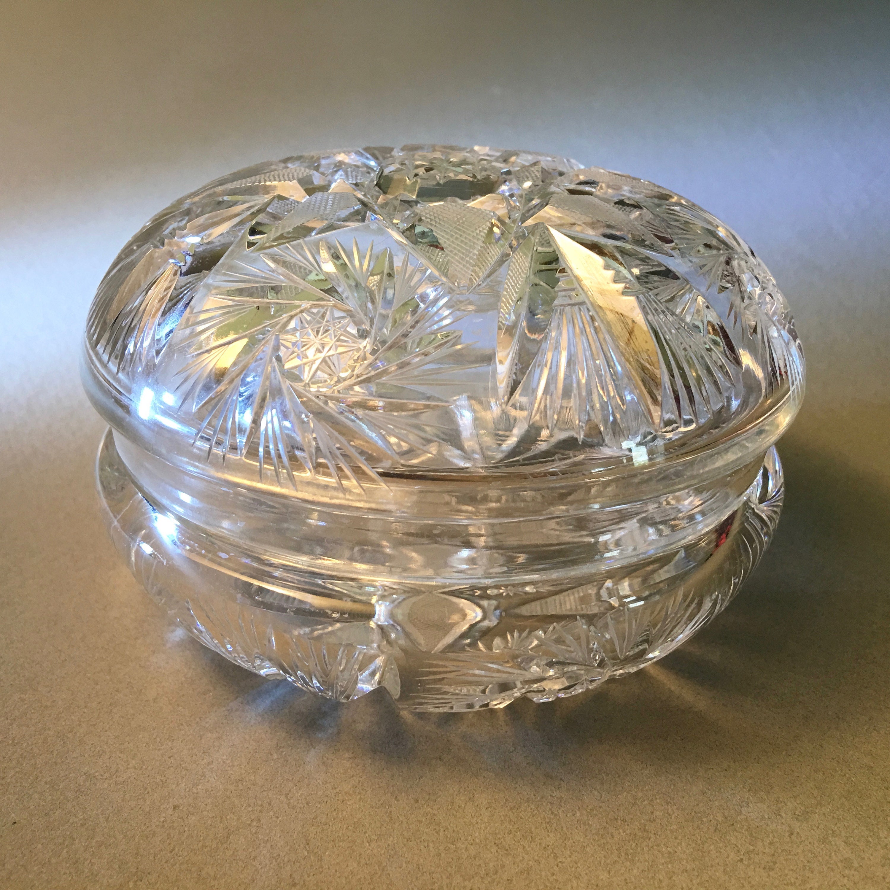 VTG Cut Glass Trinket Box with Lid VTG Cut Glass Trinket Box with Lid