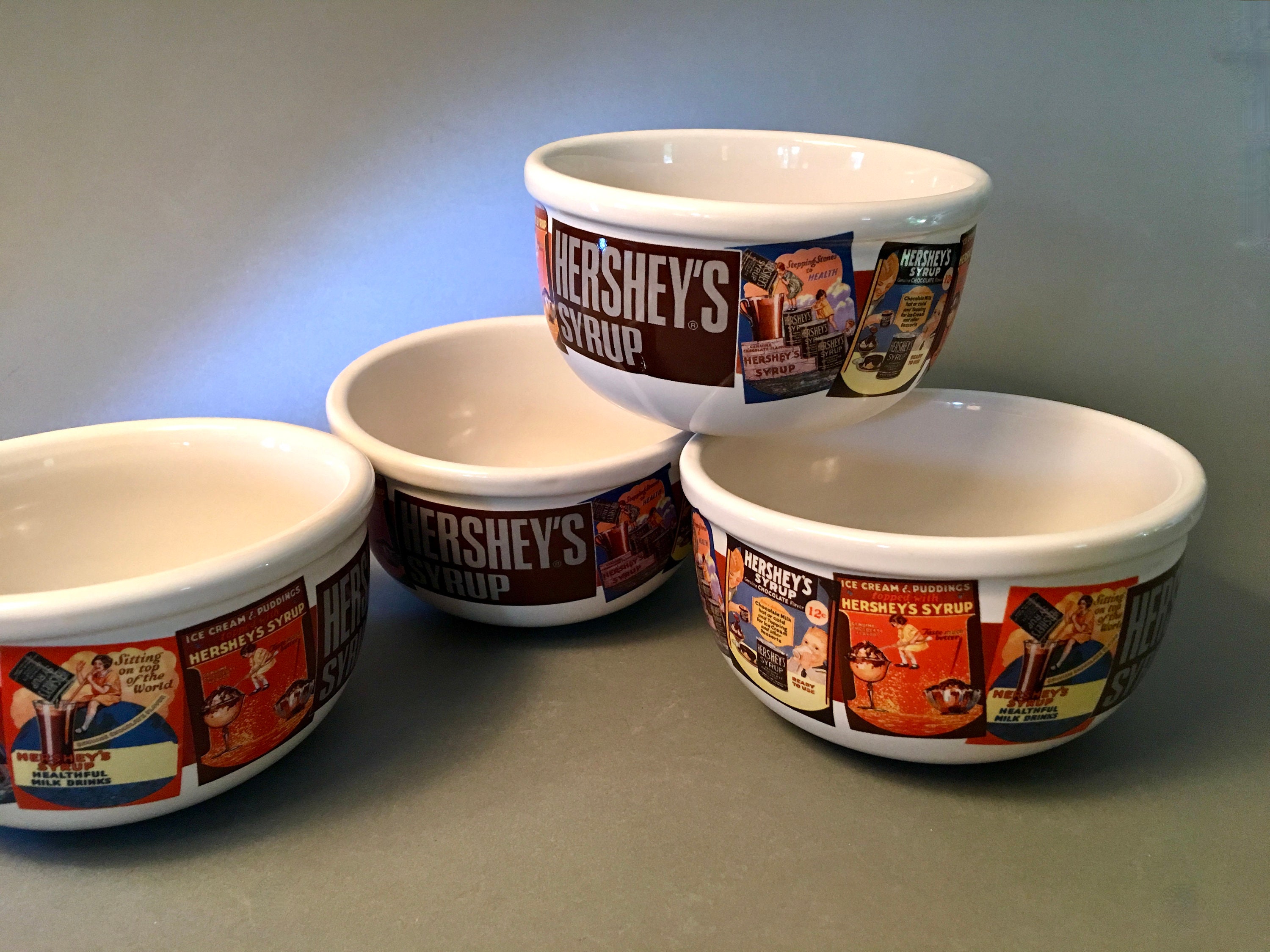 Set of Four Vintage Hershey's Syrup Sundae Bowls by Houston