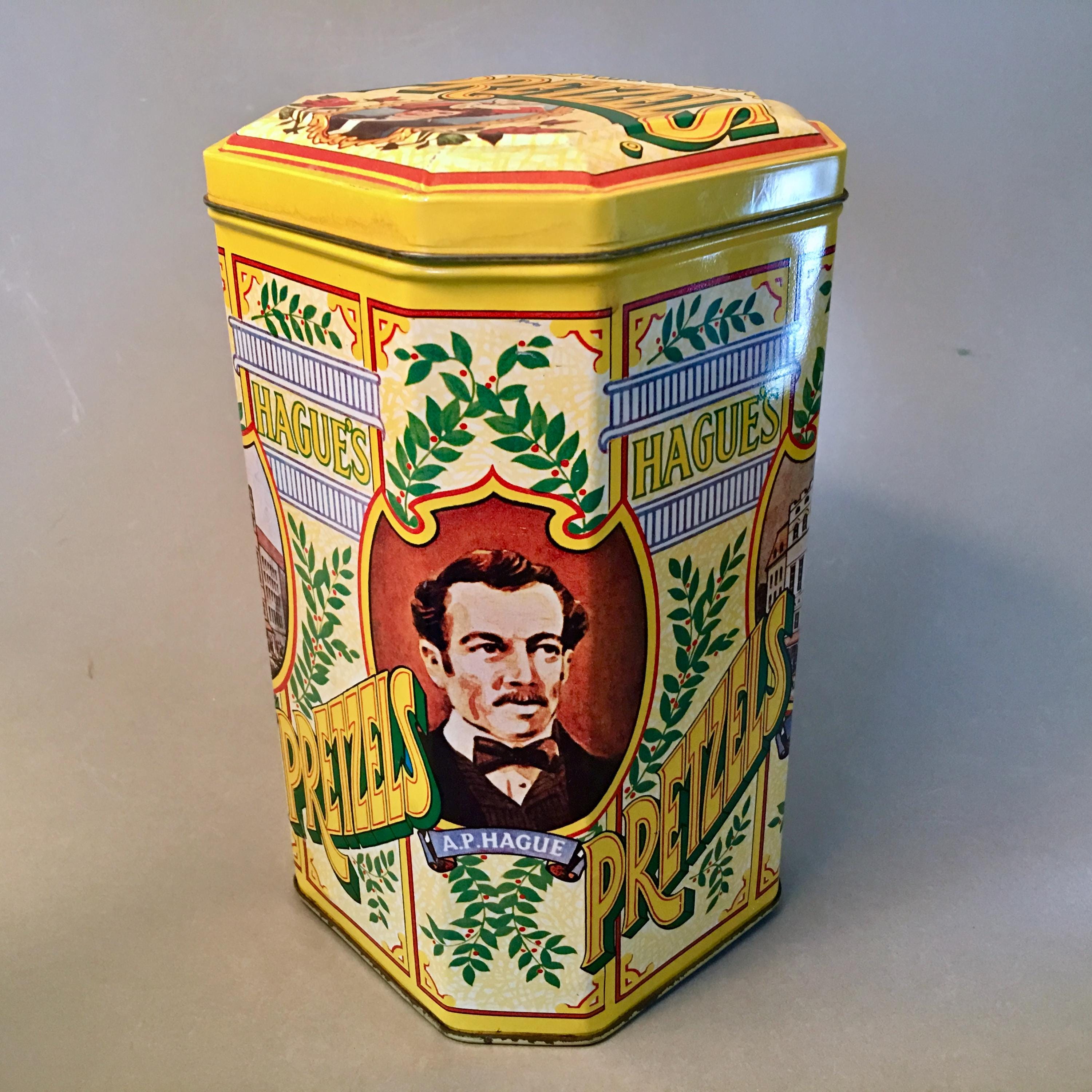 Billy's Pretzels アンティーク缶 1931年 Vintage Hague's Pretzels Tin - Etsy