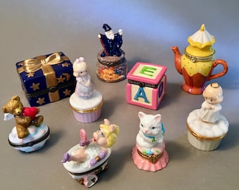 YOUR CHOICE! Collection of vintage miniature porcelain hinged trinket boxes - price is for each