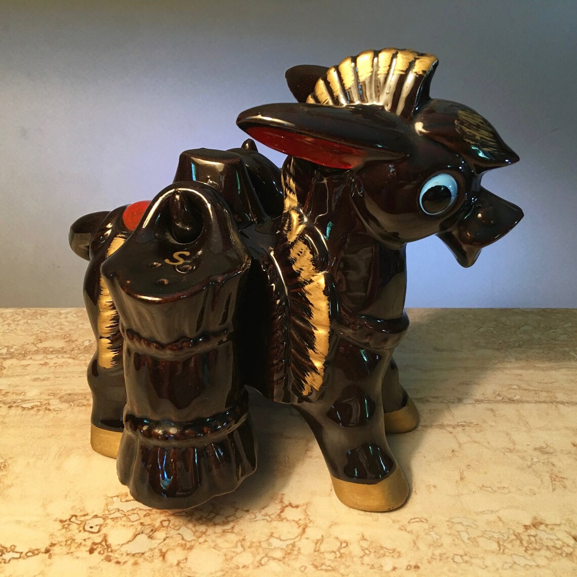 Vintage donkey ceramic salt and pepper shaker set in black Etsy