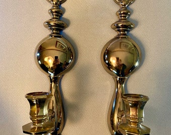 1977 pair of Syroco gold tone plastic wall candle holders made in the USA - price includes both