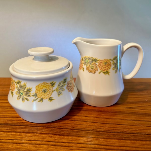 Vintage Noritake "Sunny Side" sugar bowl and creamer set made in Japan from the 70s