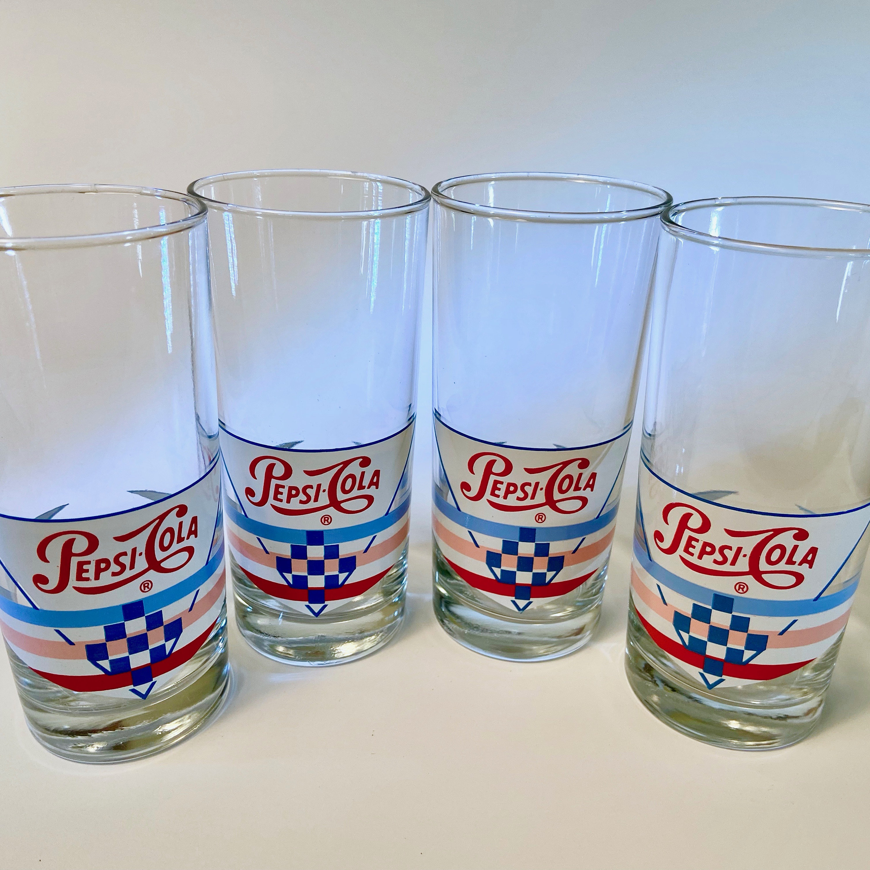 Unique Set of Four Vintage Pepsi-cola Glass Tumblers - Very