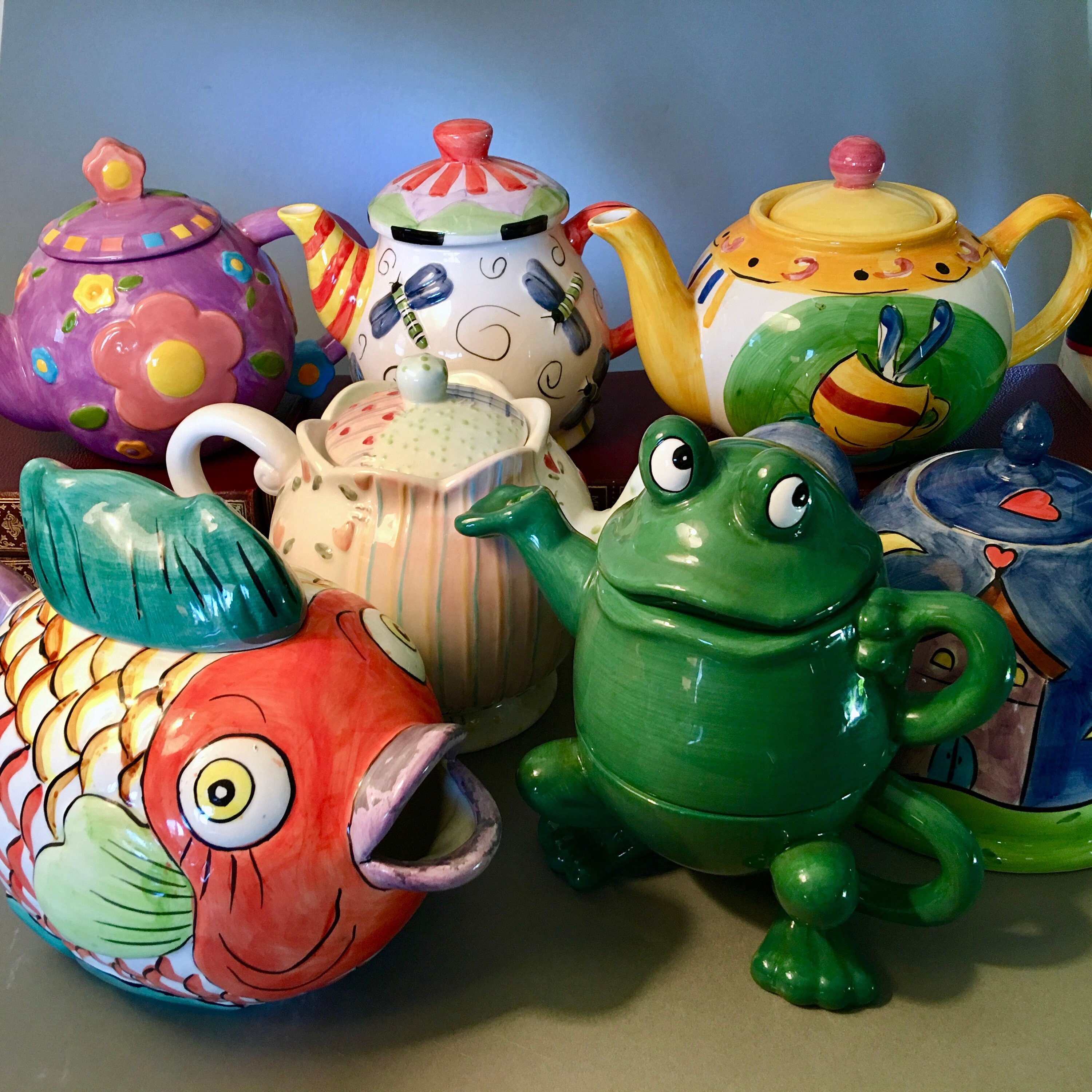 ONLY 2 LEFT! Collection of vintage kitchen decor teapots in various shapes and sizes - price is for each