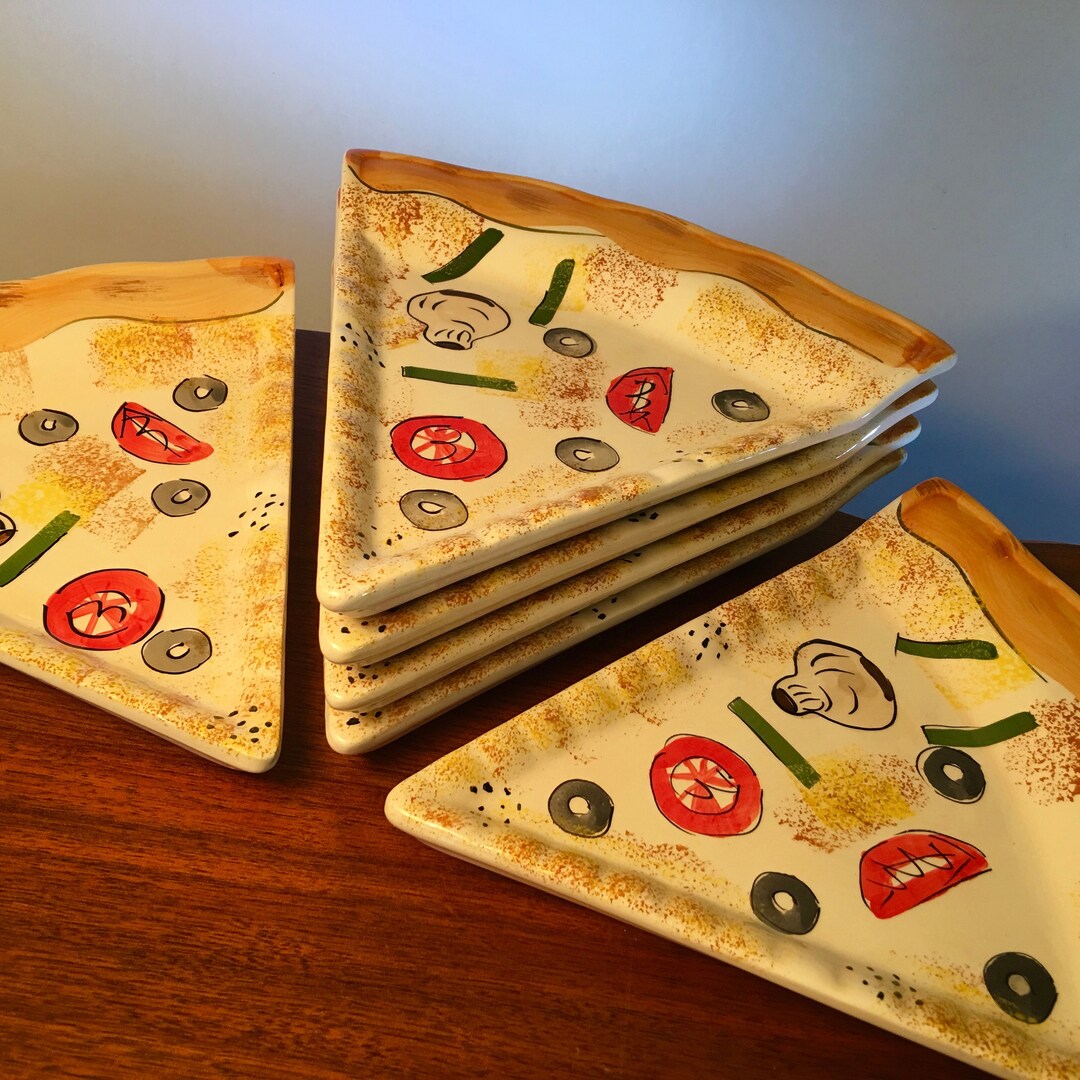 Set of Six Individual Pizza Slice Plates From Kitchen Prep 201 by