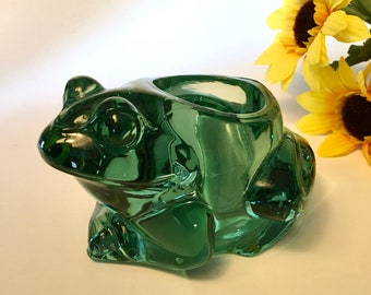 Vintage Indiana Glass green frog votive candle holder