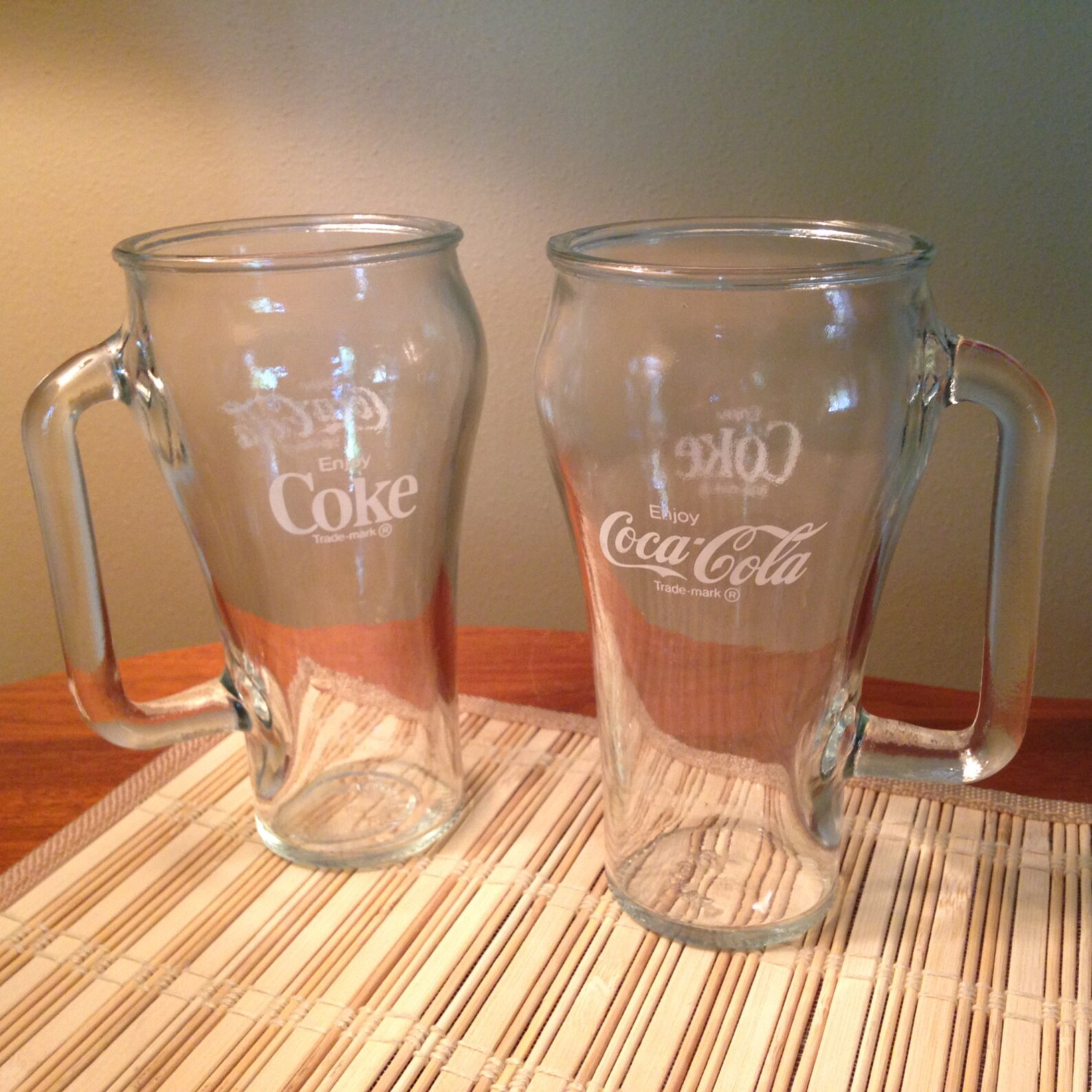 Two Libbey CocaCola Coke heavy glasses with handles made in Etsy