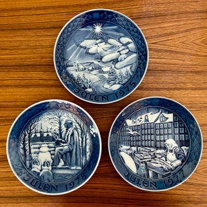 Lot of three Copenhagen Porcelain Julen collectible plates from 1975, 1977, and 1978 - price includes all three plates