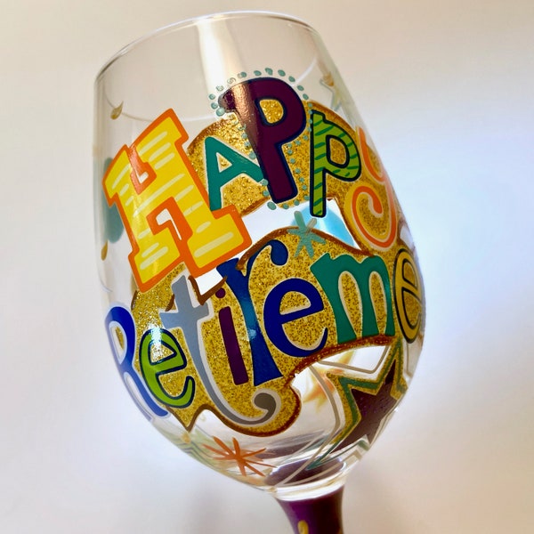 Artsy Lolita "Happy Retirement" wine glass - never used!