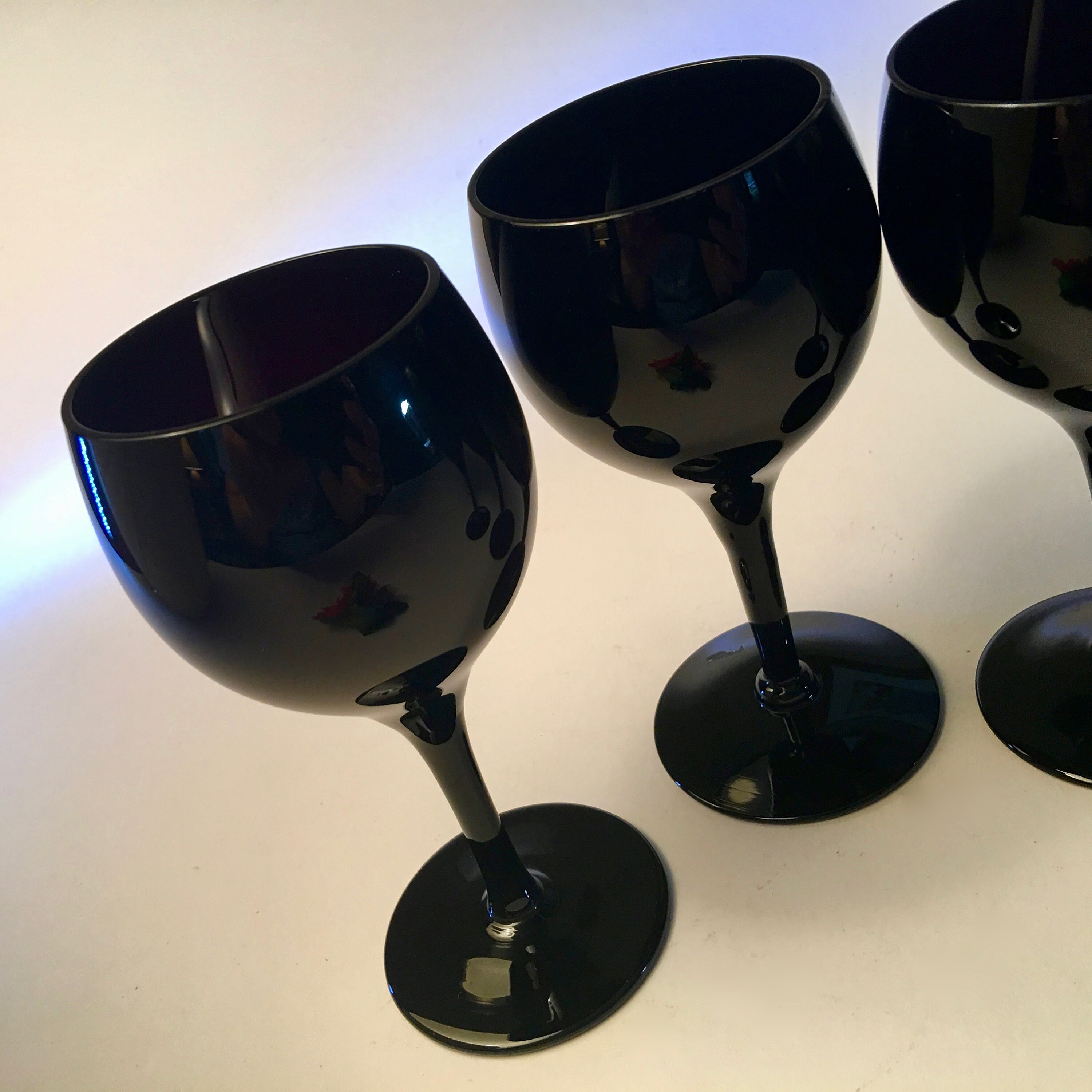 Vintage American Manor Small Black Wine Glasses