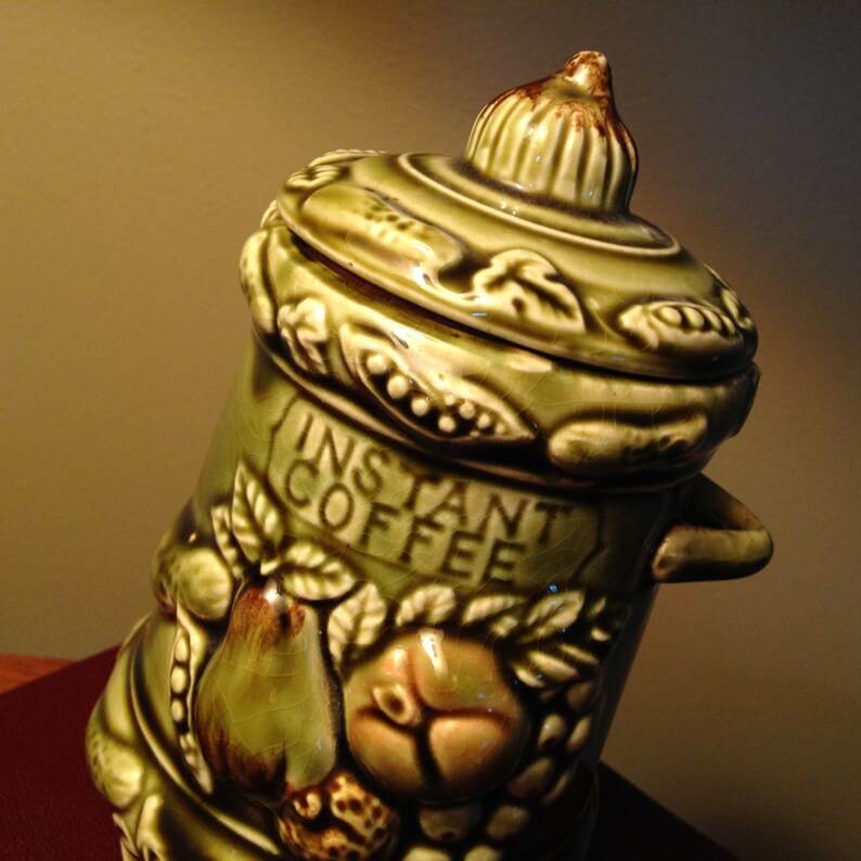 Vintage Japan instant Coffee Canister With Raised Etsy