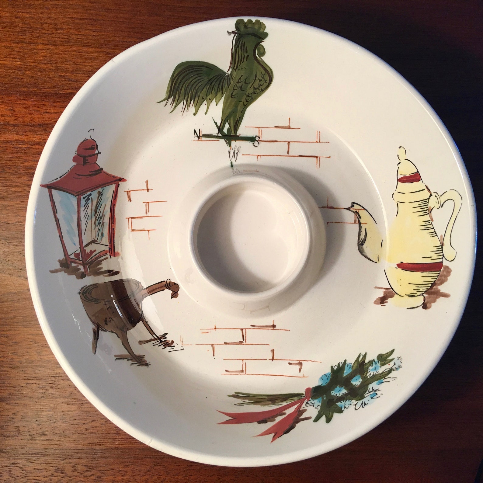 Unique Vintage Chip and Dip Serving Bowl With Retro Images Etsy