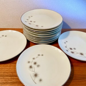 Set of 12 &quot;Platinum Star Burst&quot; fine china bread and butter plates by Creative - number 1014