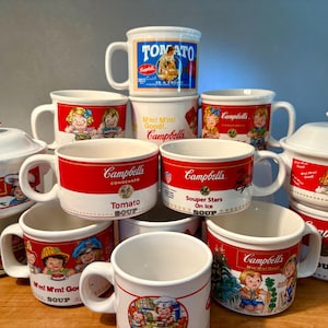 YOUR CHOICE! Collection of vintage Campbell&#39;s soup mugs and cups - price is for each - M&#39;m! M&#39;m! Good!