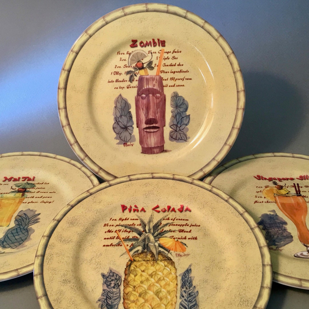 Vintage tiki Salad or Dessert Plates by Paul Brent Etsy