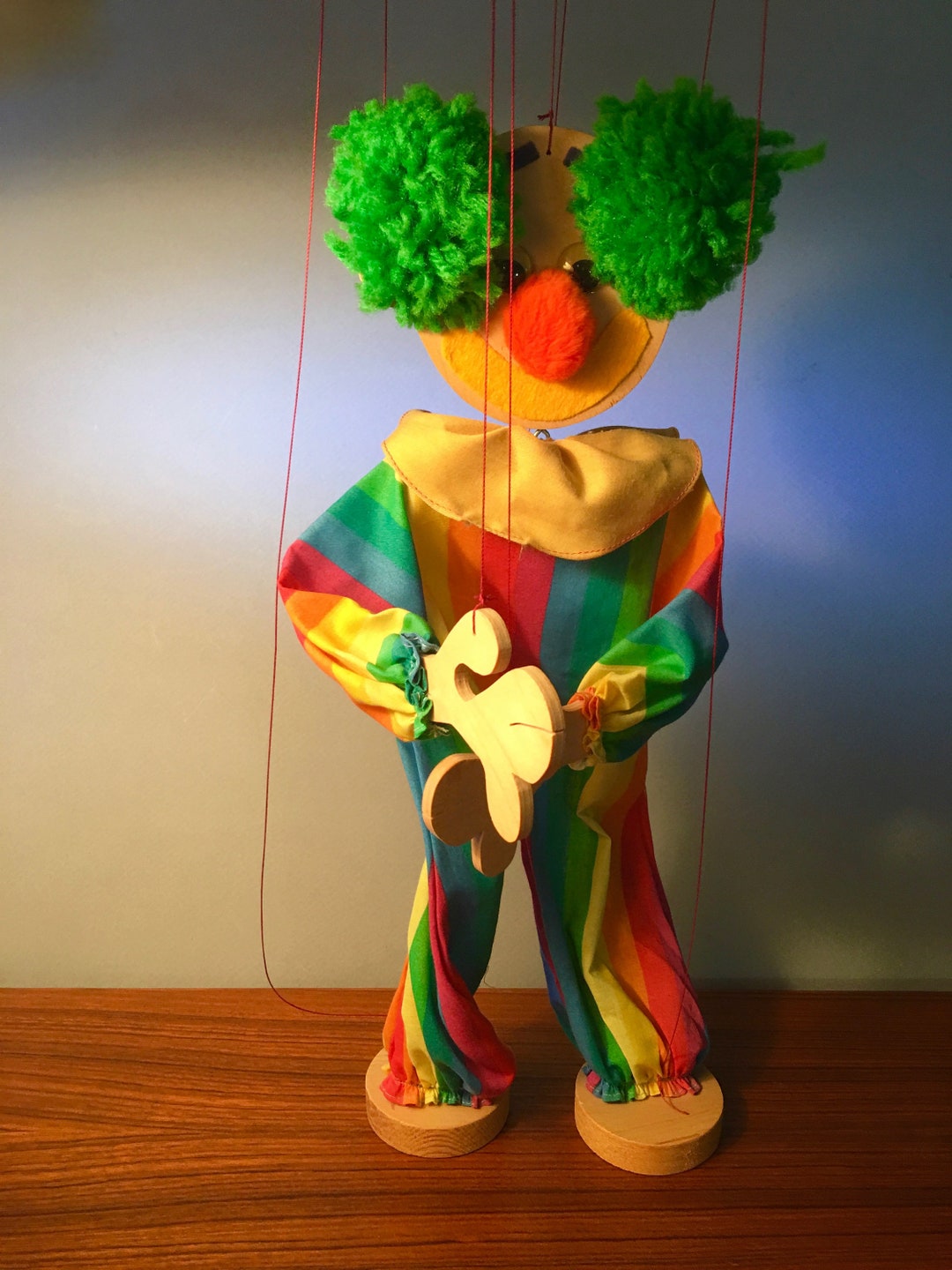 Vintage Colorful Clown String Puppet Etsy