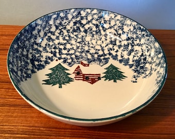 Vintage Tienshan Folk Craft "Cabin in the Snow" vegetable serving bowl