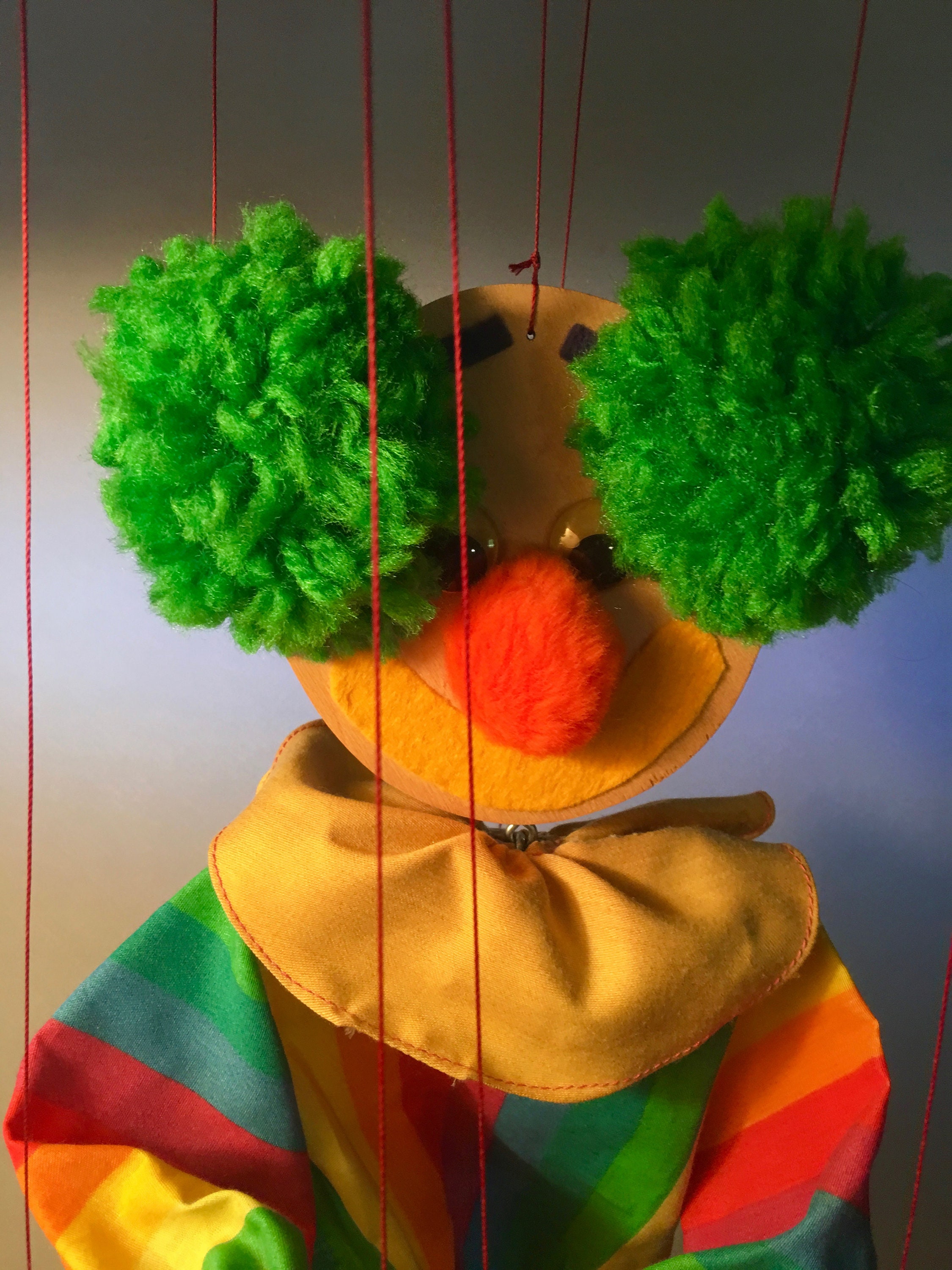Vintage Colorful Clown String Puppet Etsy