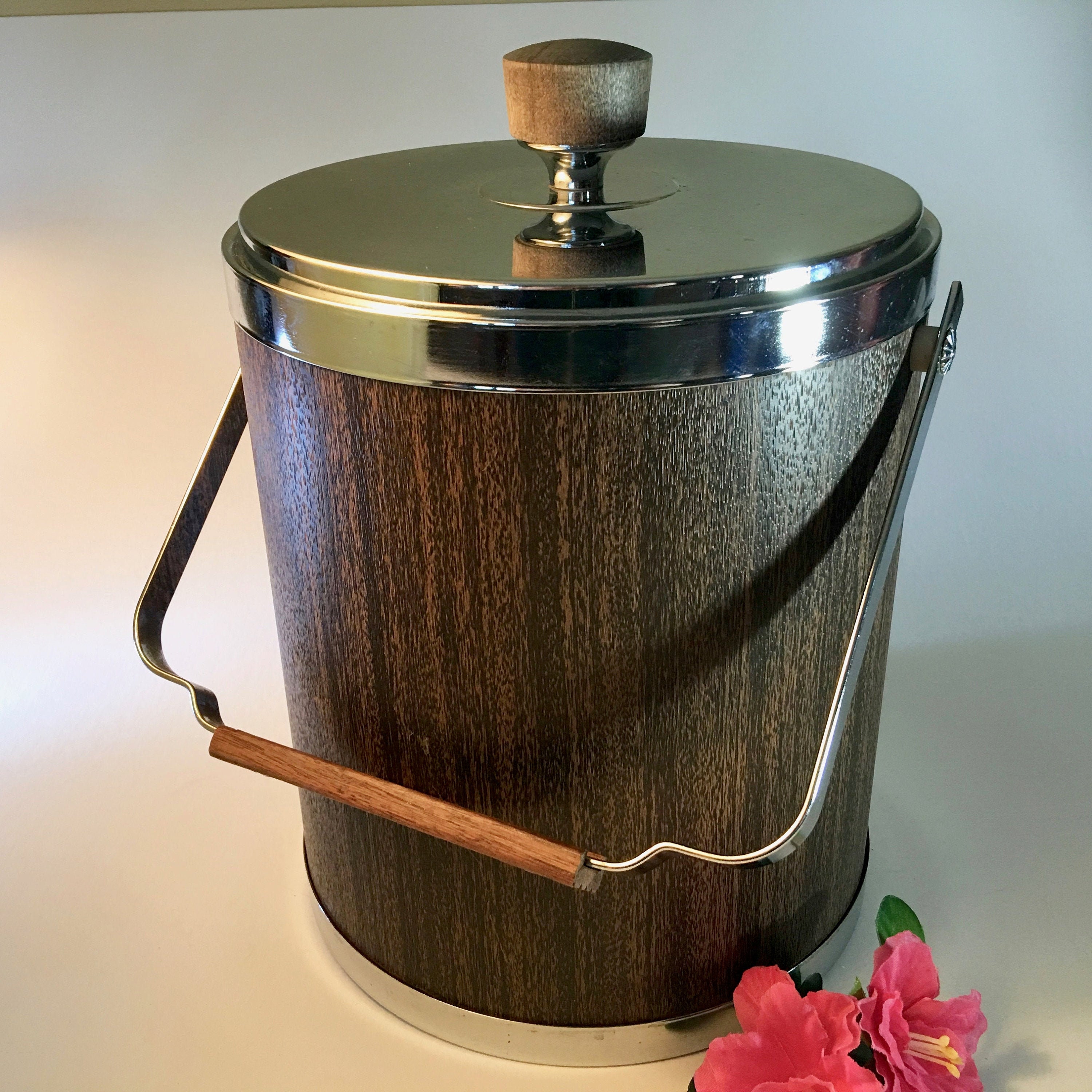 Cubo de hielo con aislamiento de madera sintética alta Kromex | Etsy