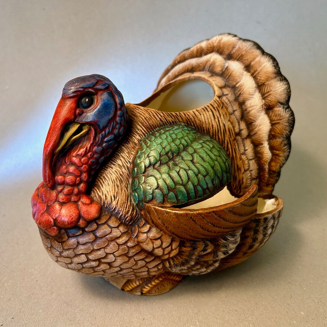 Vintage Ceramic Pottery Colorful Turkey Vase or Planter With Etsy