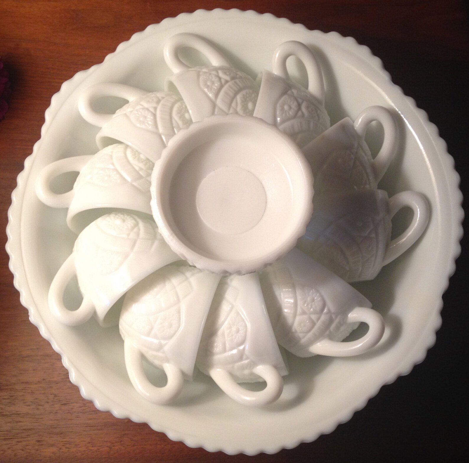 SALE McKee vintage milk glass punch bowl set in the Concord Etsy