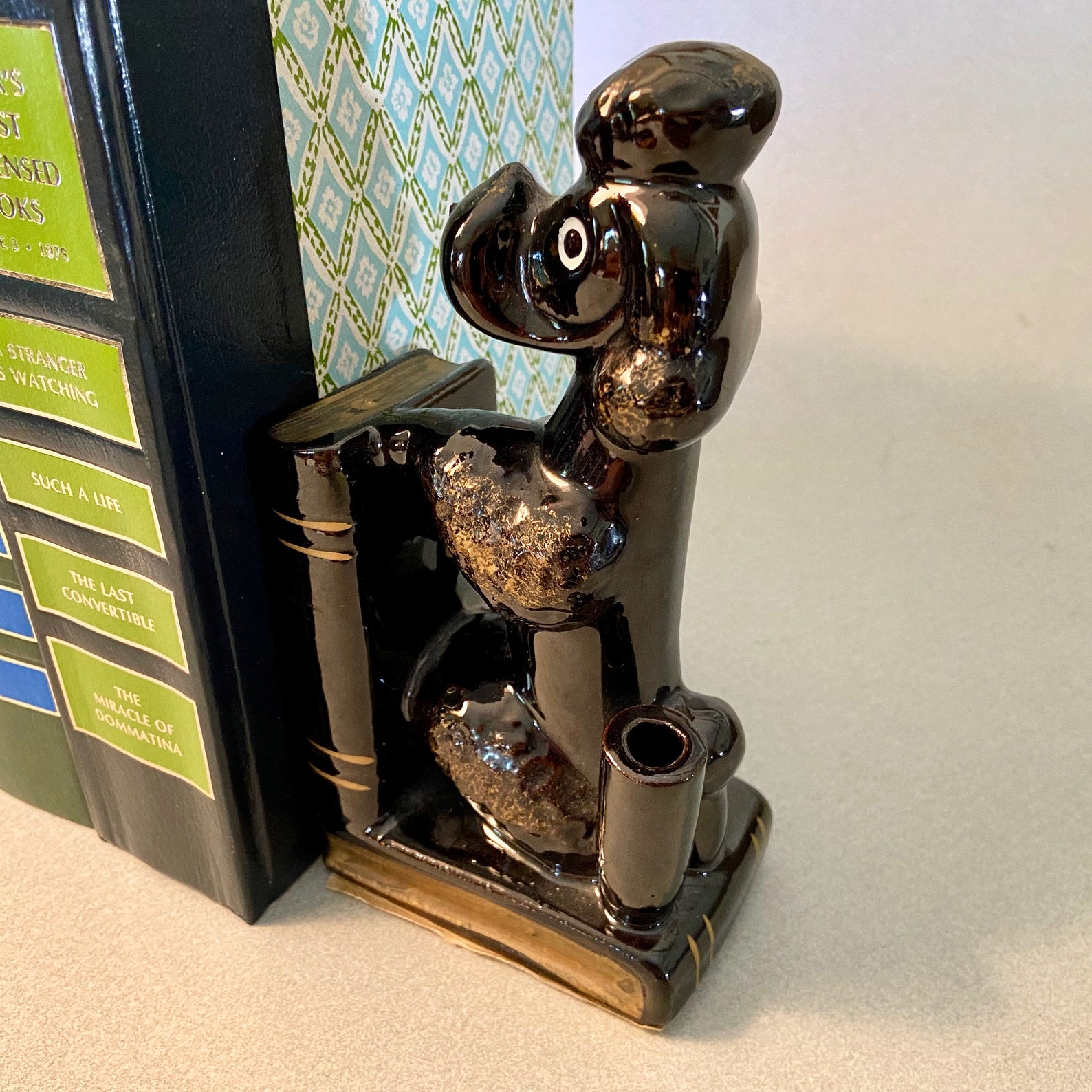 Pair of vintage black poodle bookends from the 50s made in Etsy