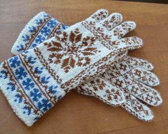 Fair Isle Gloves , made in all natural wool.