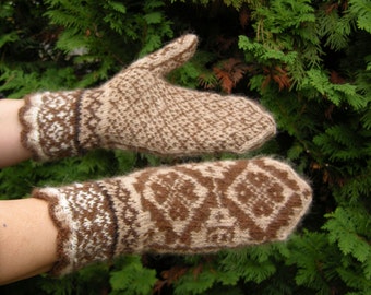 Fair Isle Gloves , made in all natural wool.