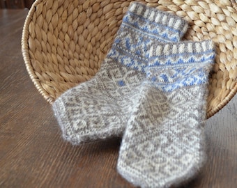 Fair Isle Gloves , made in all natural wool.