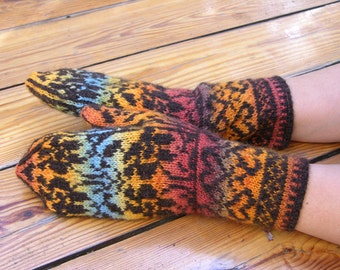 Fair Isle Gloves , made in all natural wool.