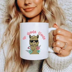 No Drama Llama Mug | Funny Llama Coffee Mug | Cute Animal Mug for Women | Sassy Mug Gift | Llama Lover Gift | Anti-Drama Office Mug