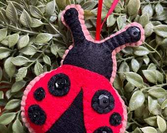 Wool Felt Ladybug Ornament